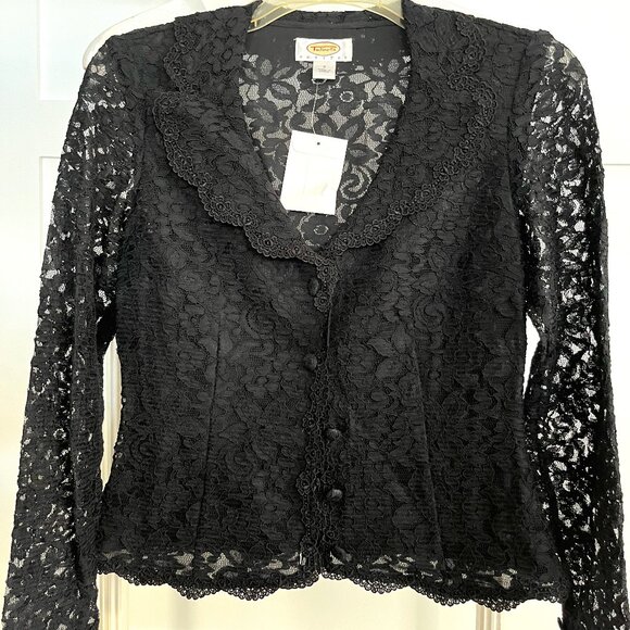 Talbots Jackets & Blazers - BNWT TALBOTS crochet lace lined blazer / jacket / top (2P) classic black